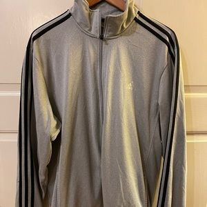 Adidas XXL gray track top zip up jacket 3 stripes essential